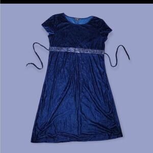 𝅺George Blue velvet midi dress girls XL (14-16)